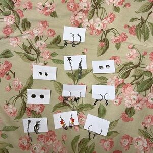 Ten Assorted Silver Colored Earrings Bundle